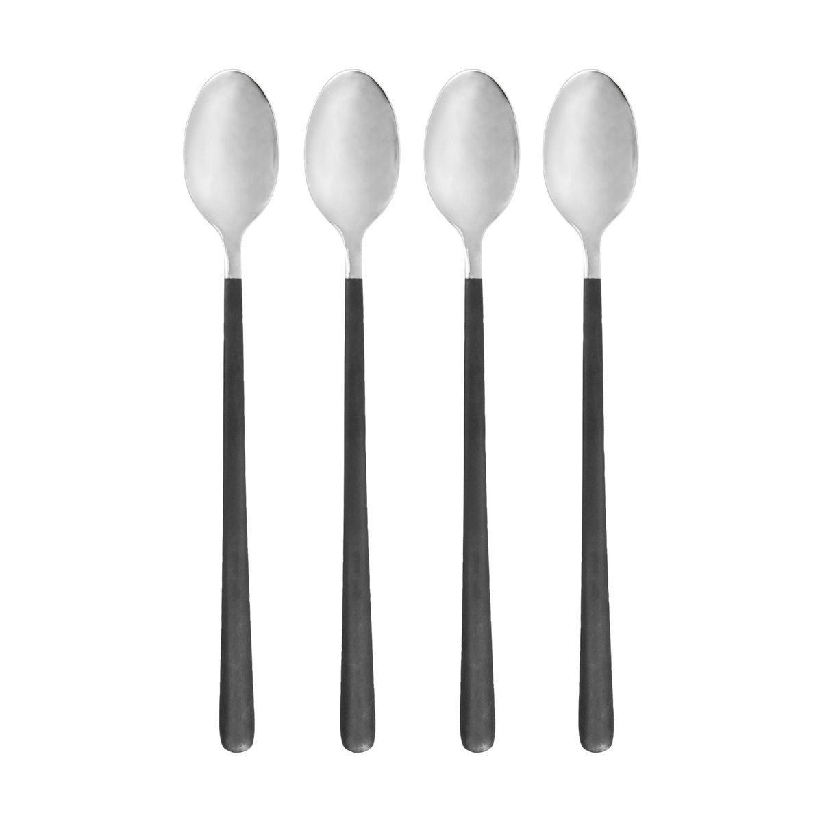 House Doctor Ox lång sked 4-pack Svart-silver | Skandinavisk Design | Dessertbestick | Svart