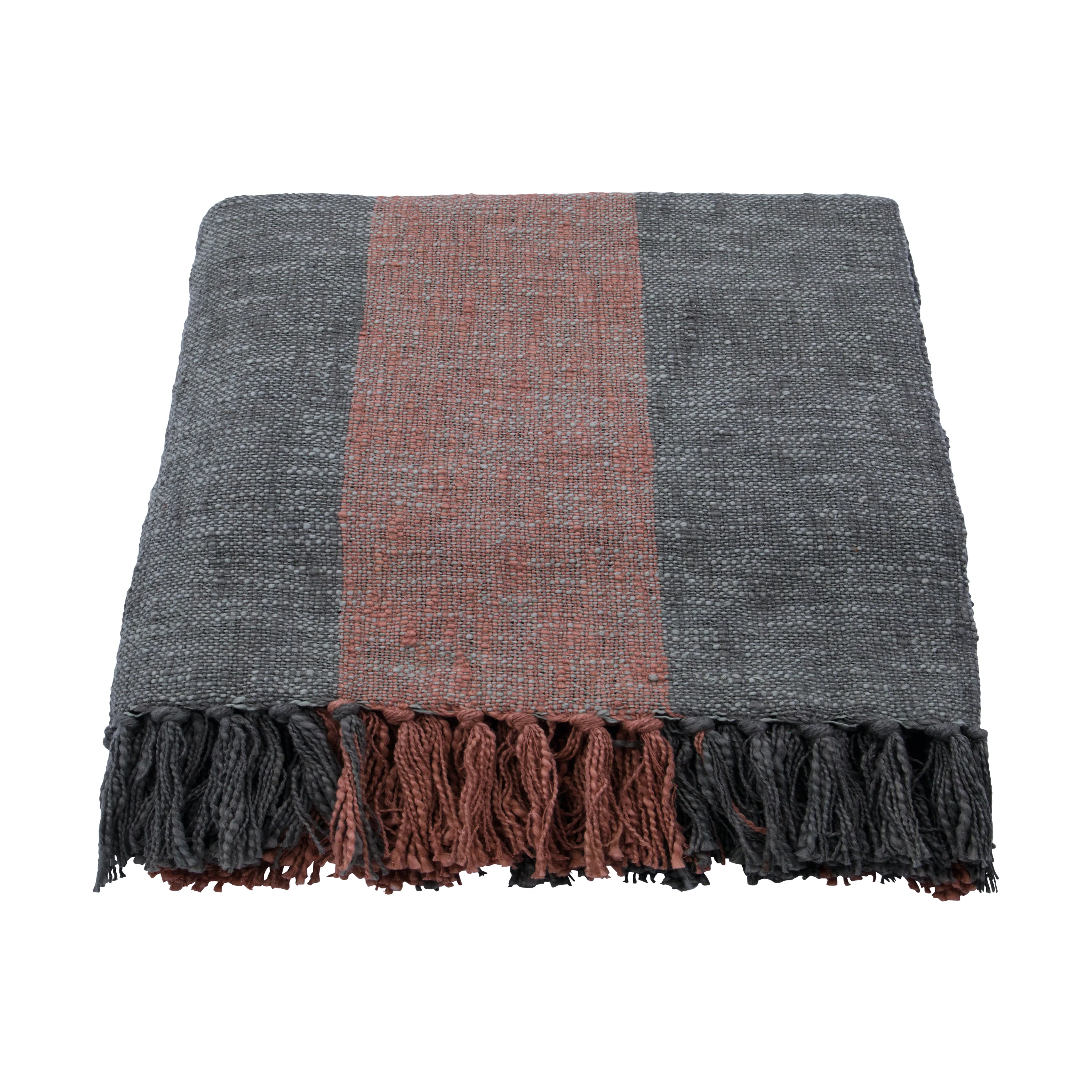 Ponra pläd 130x180 cm, Khaki-Bränd röd