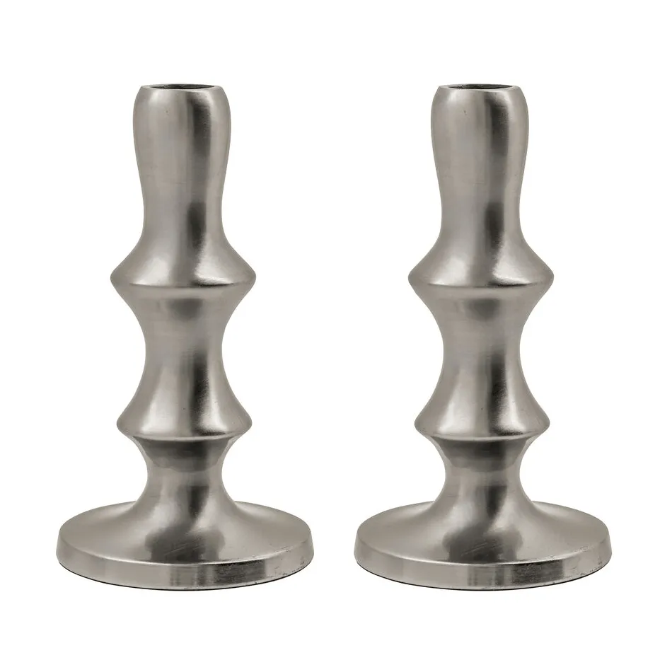 Reese ljusstake 2-pack, Silver finish House Doctor