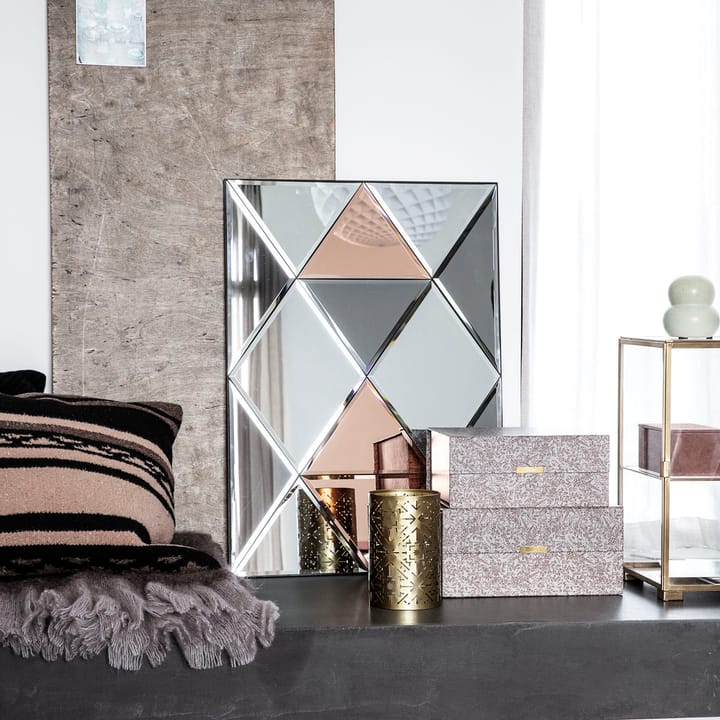 Rhomb spegel 50x70 cm - Vit-grå-rosa - House Doctor