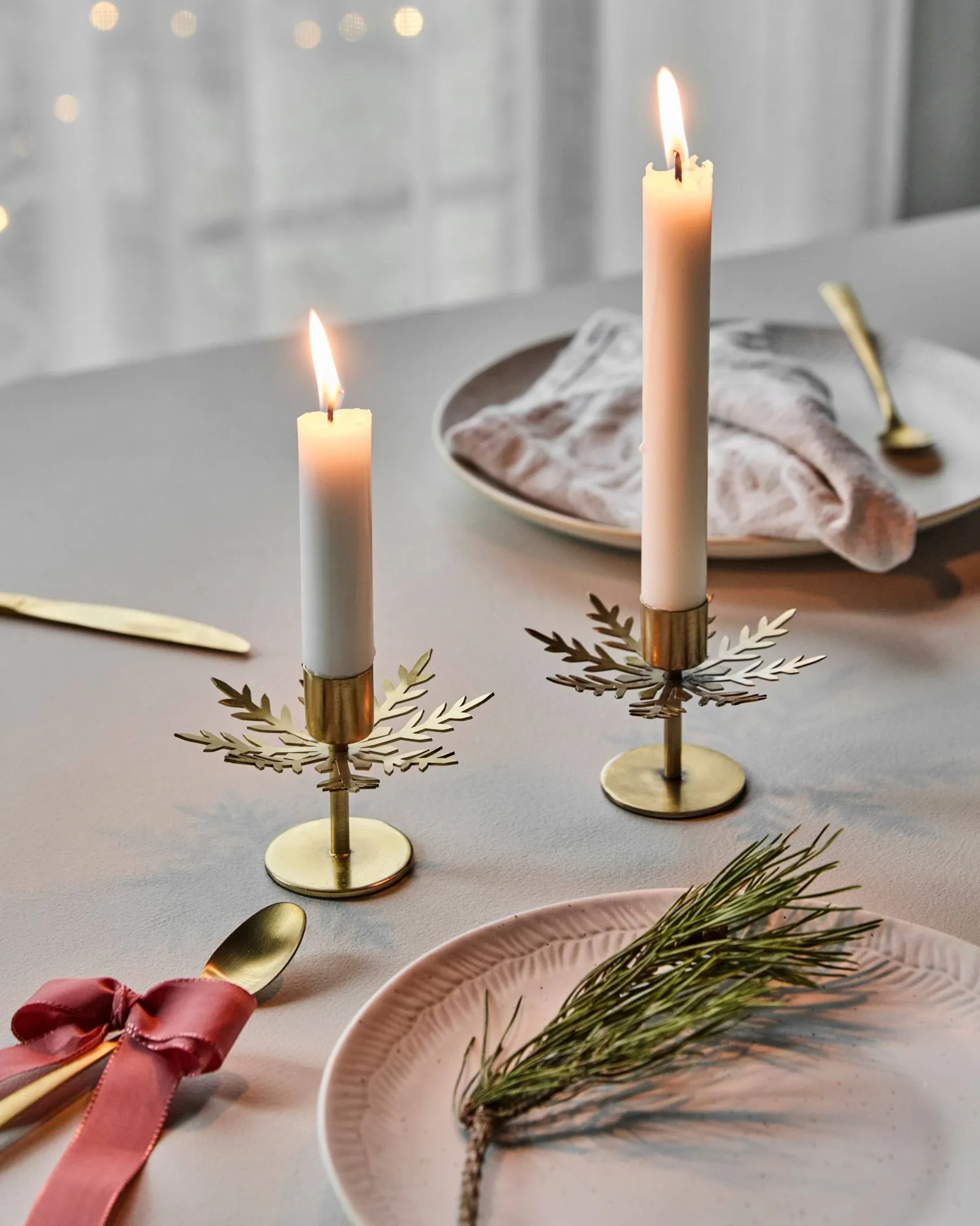 Snowflake ljusstake 2-pack, Antik mässingsfärg House Doctor