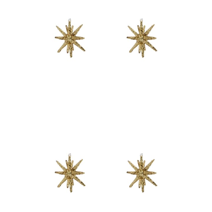 Spike julgransstjärna Ø7,5 cm 4-pack - Brunmässing-glitter - House Doctor