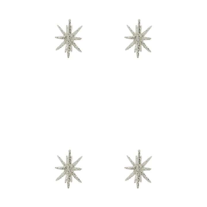 Spike julgransstjärna Ø7,5 cm 4-pack, Silvermässing-glitter House Doctor