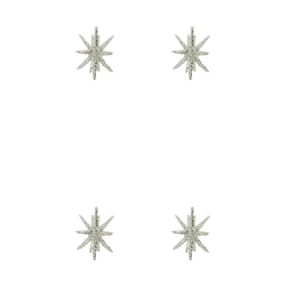House Doctor Spike julgransstjärna 7,5 cm 4-pack Silvermässing-glitter