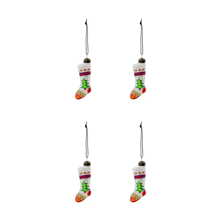 Stok julstrumpa julhänge 4-pack - Röd, vit - House Doctor