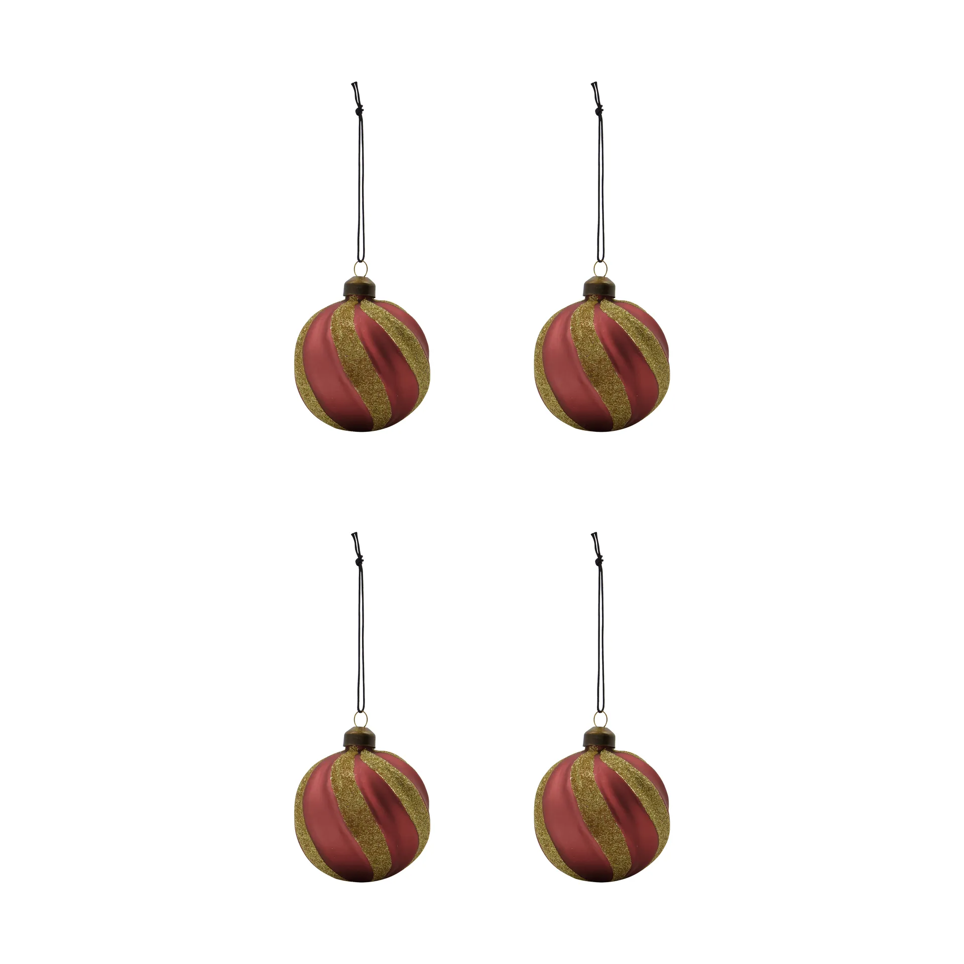 Swirl julgranskula 4-pack, Dammig röd-guld House Doctor