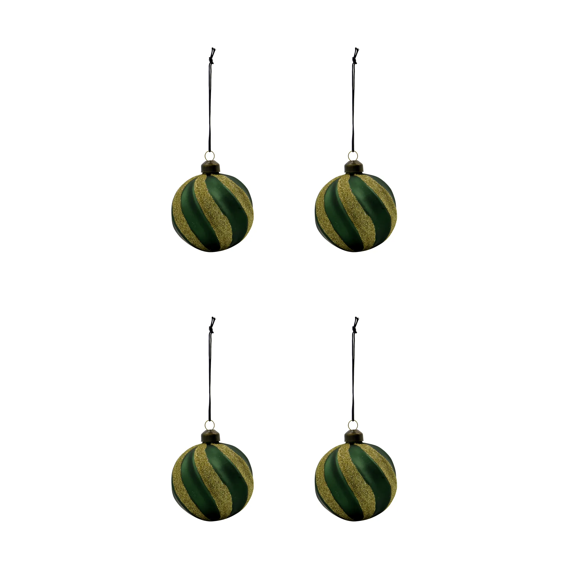 Swirl julgranskula 4-pack, Grön-guld House Doctor