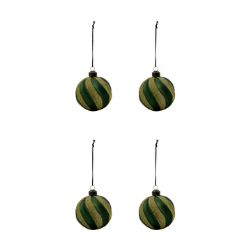Swirl julgranskula 4-pack - Grön-guld - House Doctor