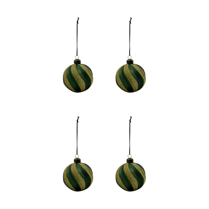 Swirl julgranskula 4-pack - Grön-guld - House Doctor