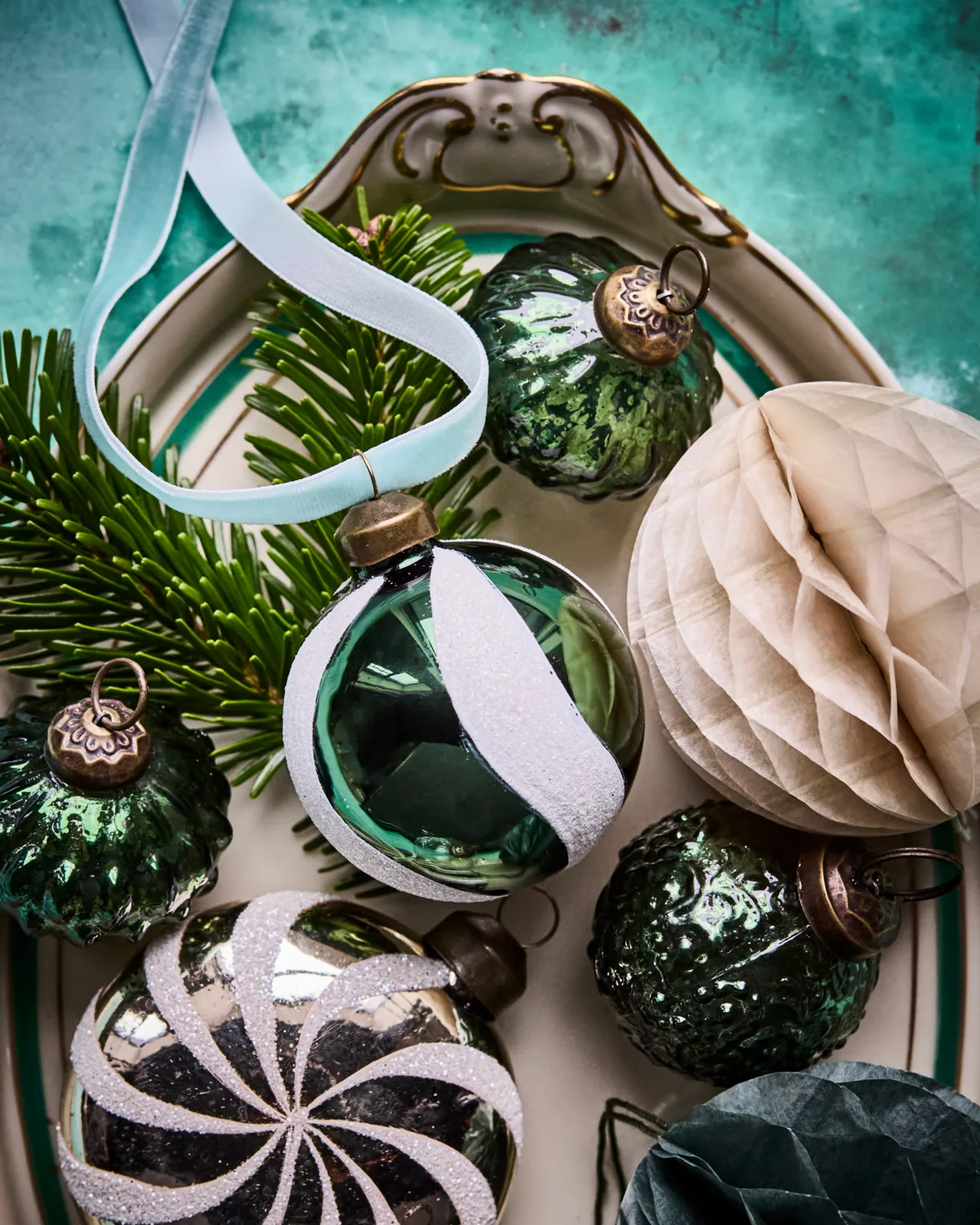 Twister julgranskula Ø6 cm 4-pack, Grön-vit House Doctor