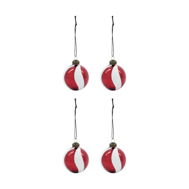 Twister julgranskula Ø6 cm 4-pack - Vit-röd - House Doctor