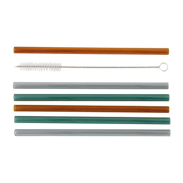 Vaca glassugrör 6-pack - Green-grey-orange - House Doctor