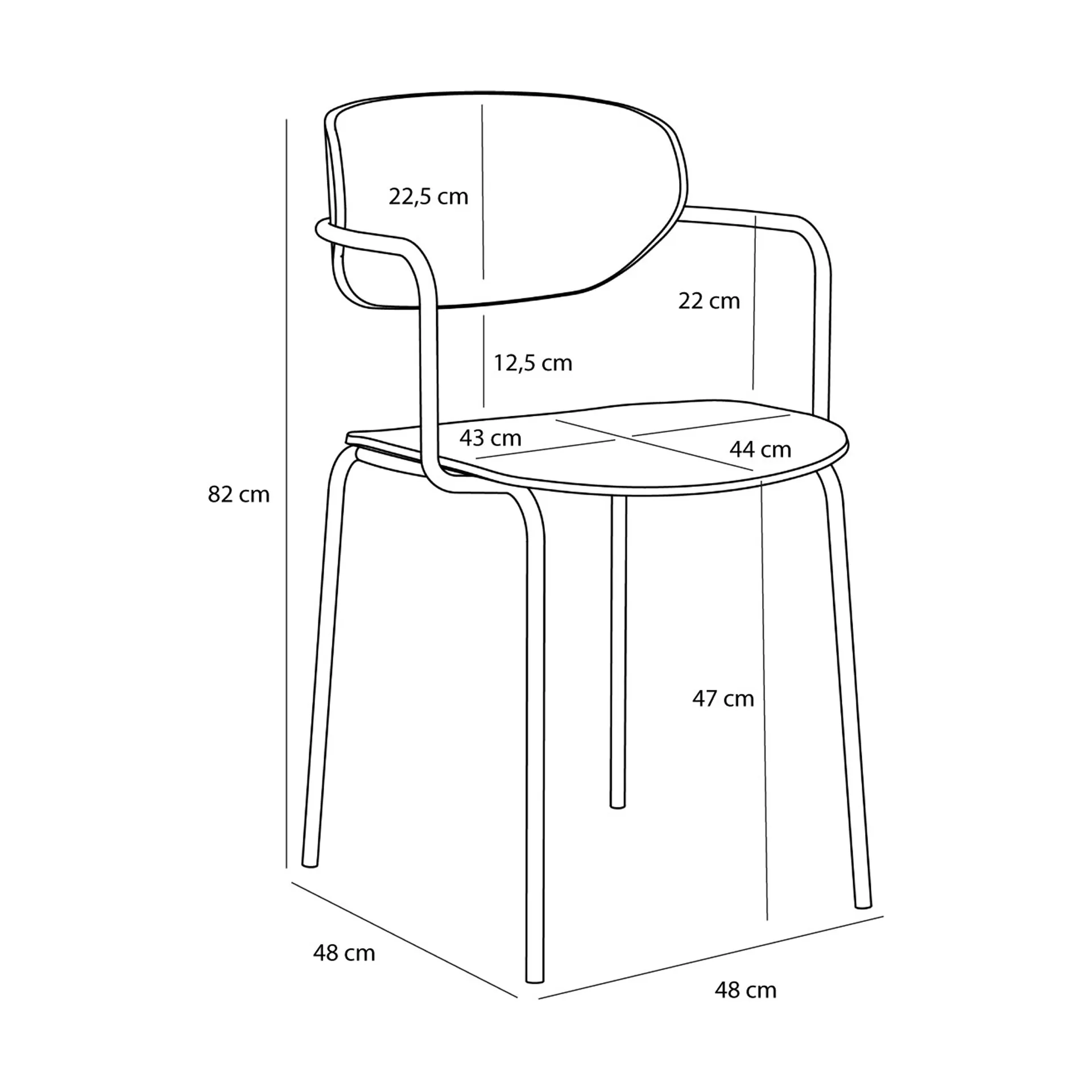 Arch stol, Light grey Hübsch