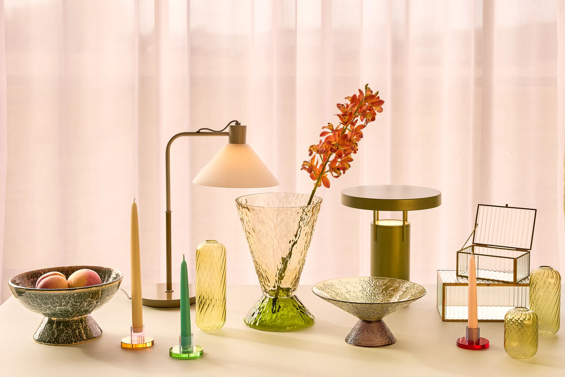 Astra ljusstake small, Blue-green Hübsch Interior