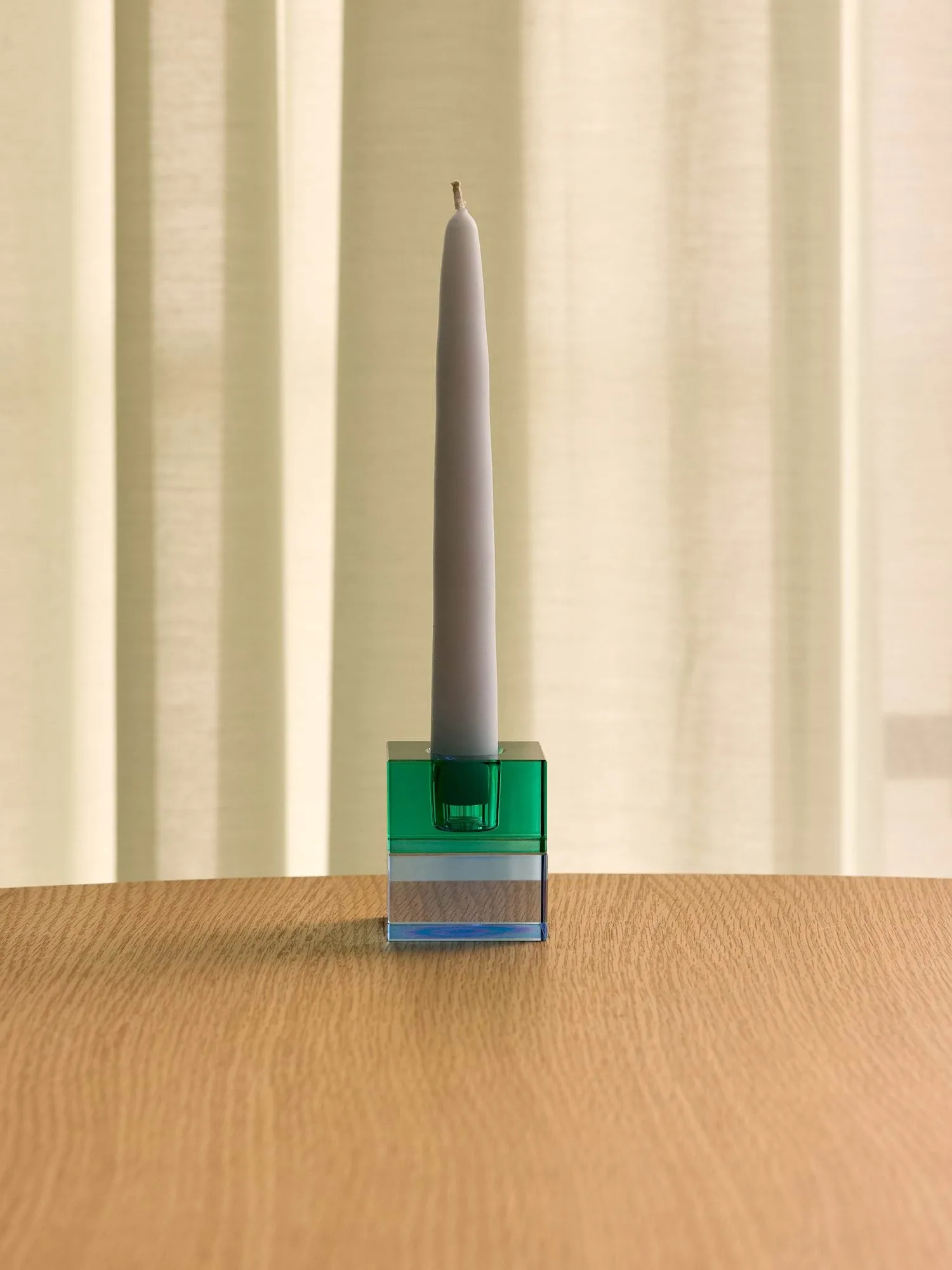 Block ljushållare 2 delar, Green-blue, orange-green Hübsch Interior