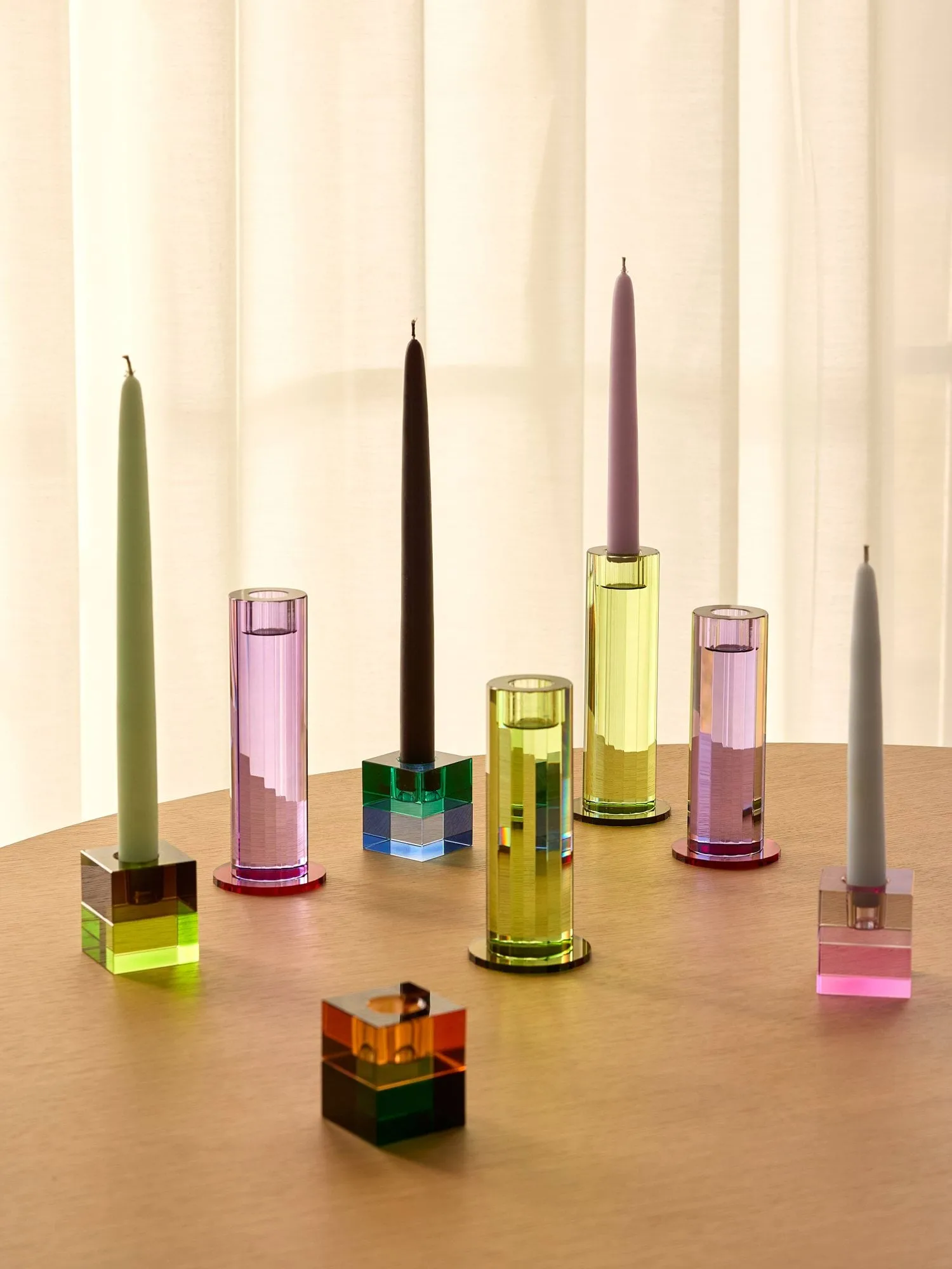 Cut ljushållare 2 delar, Green Hübsch