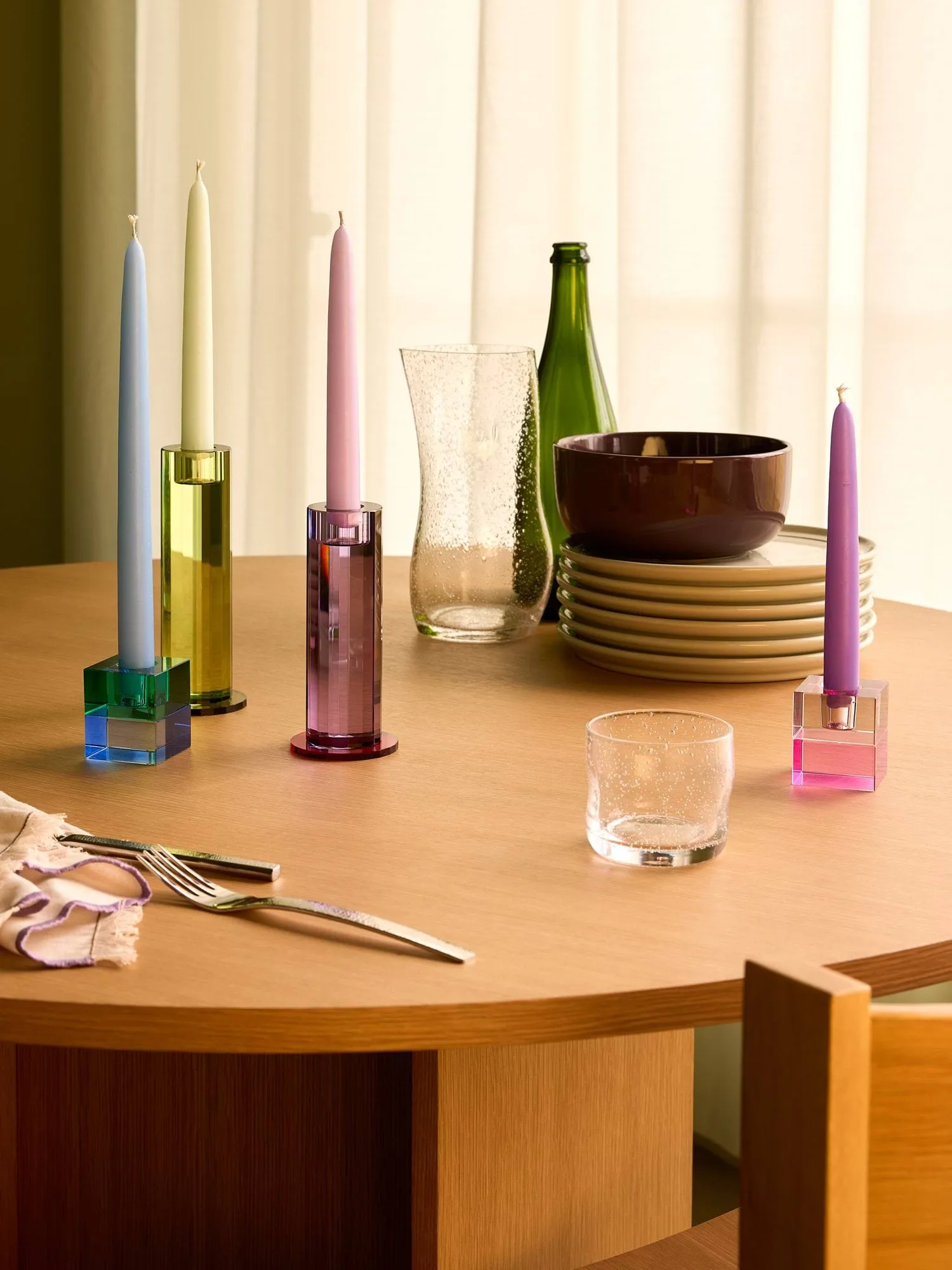 Cut ljushållare 2 delar, Purple Hübsch