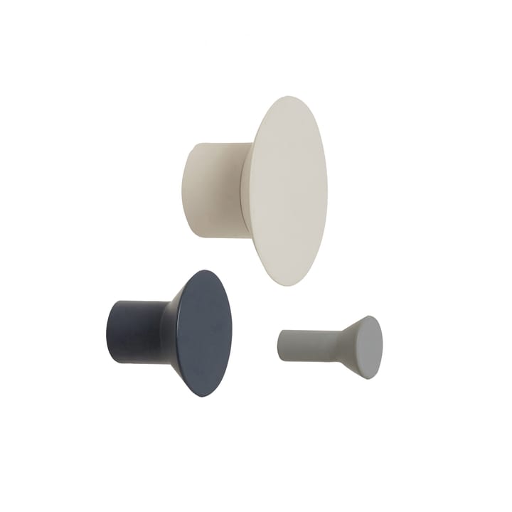 Knopp 3-pack - Metall-ljusgrå-mörkgrå - Hübsch