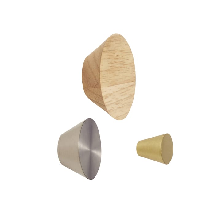 Knopp 3-pack - Metall-trä-nickel-mässing - Hübsch