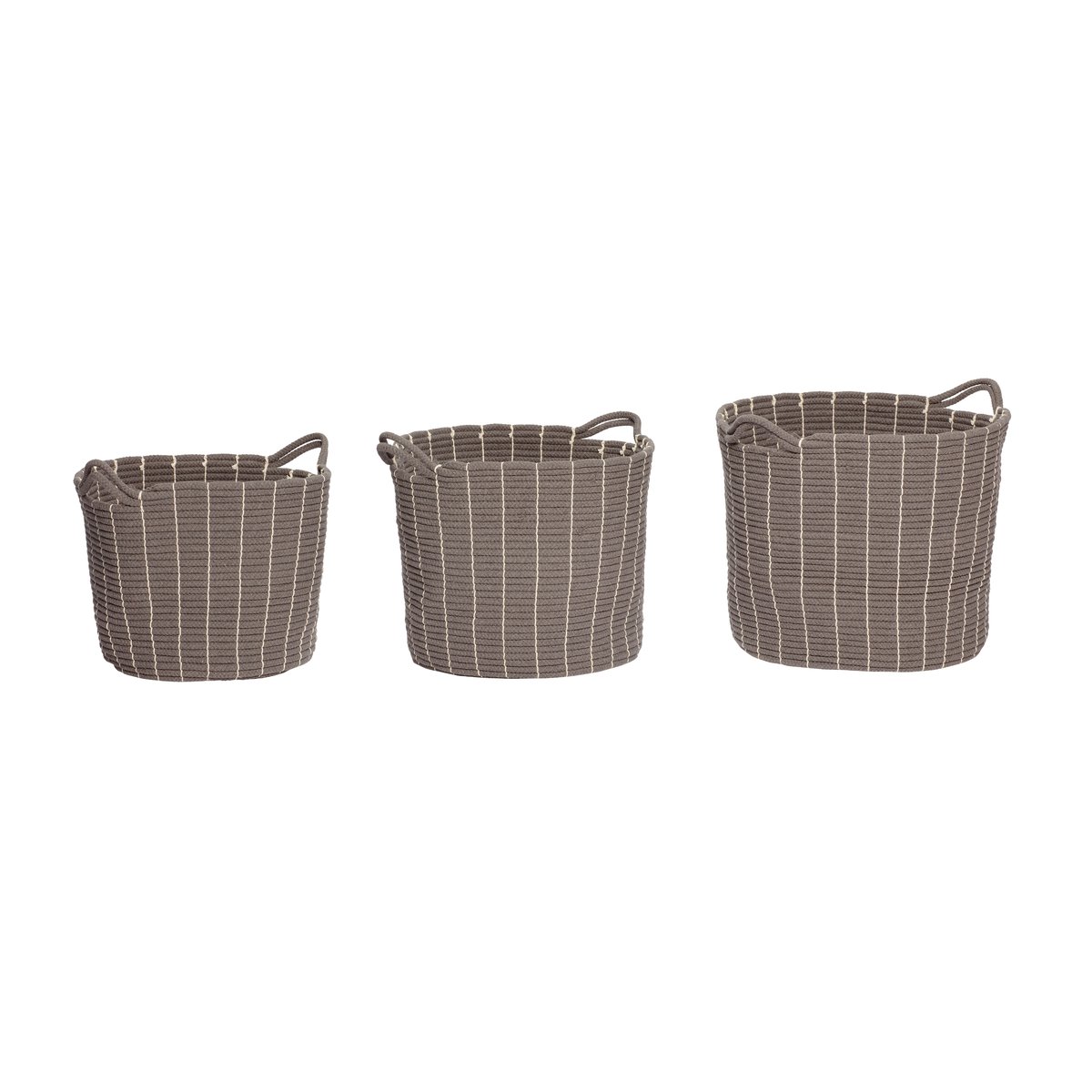 Hübsch Korg bomull med handtag 3-pack Rund-bomull | Skandinavisk Design | Förvaringskorgar | Grå