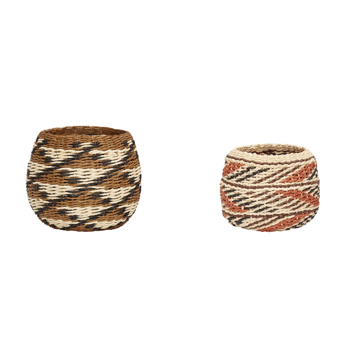 Hübsch Korg rund 2-pack Natur-orange | Skandinavisk Design | Förvaringskorgar | Multi