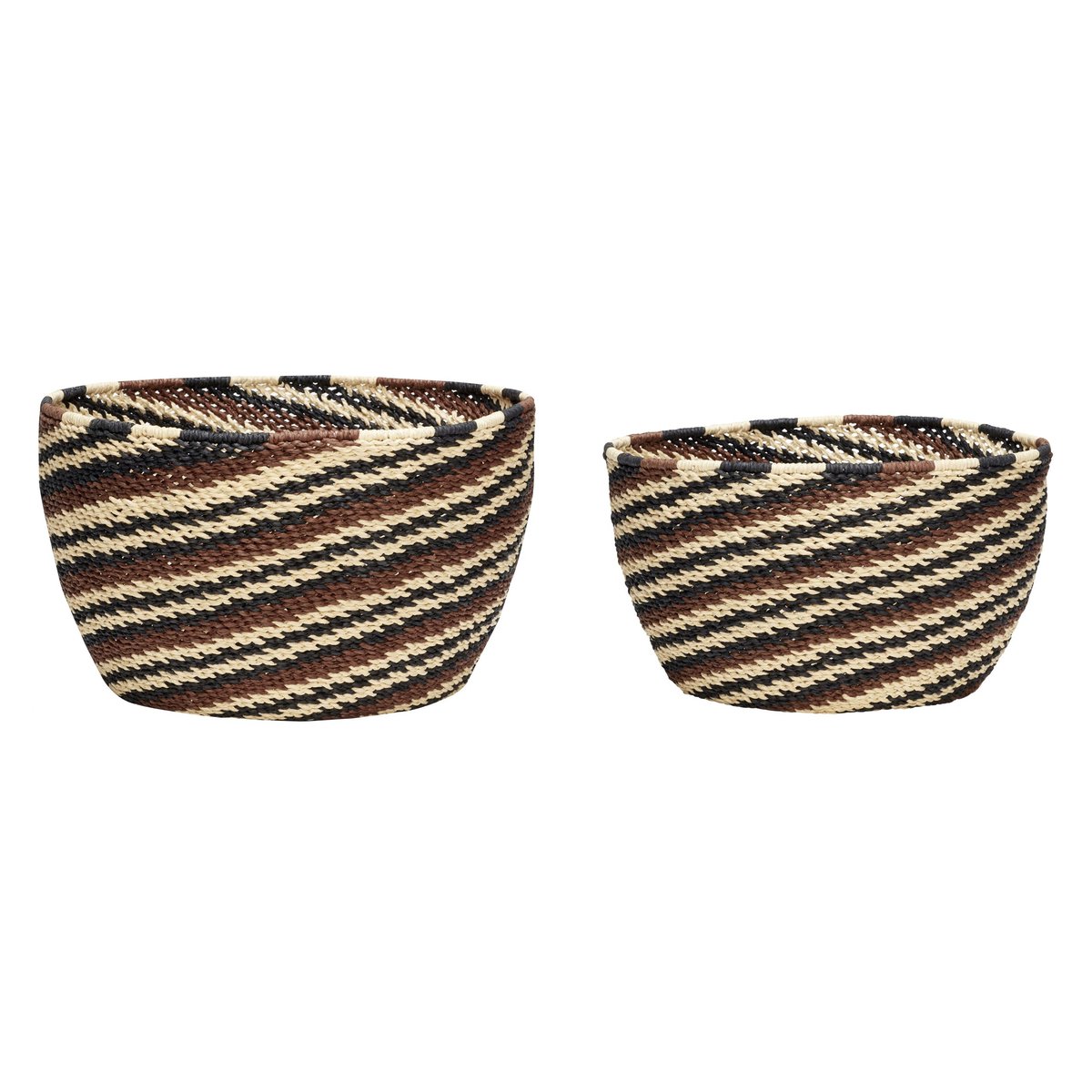 Hübsch Korg rund 2-pack Svart-brun-natur | Skandinavisk Design | Förvaringskorgar | Multi