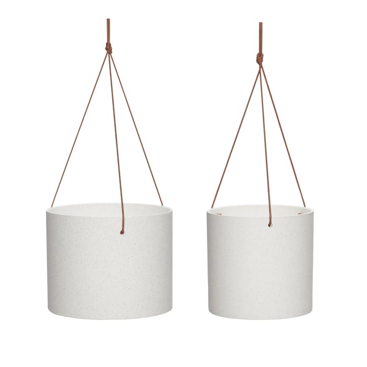 Kruka med läderrem 2-pack, Vit Hübsch Interior