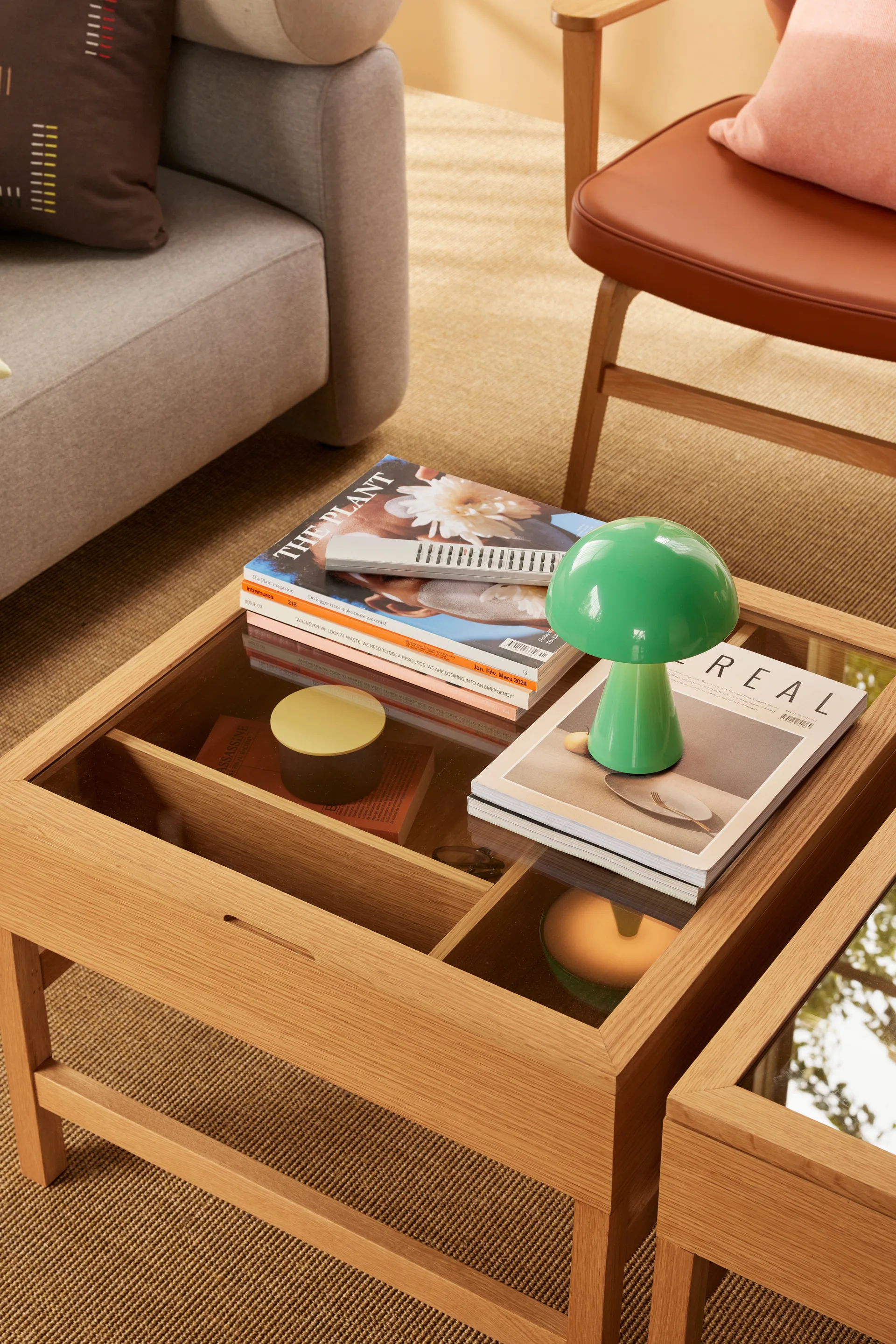 Mush portabel bordslampa, Green Hübsch Interior