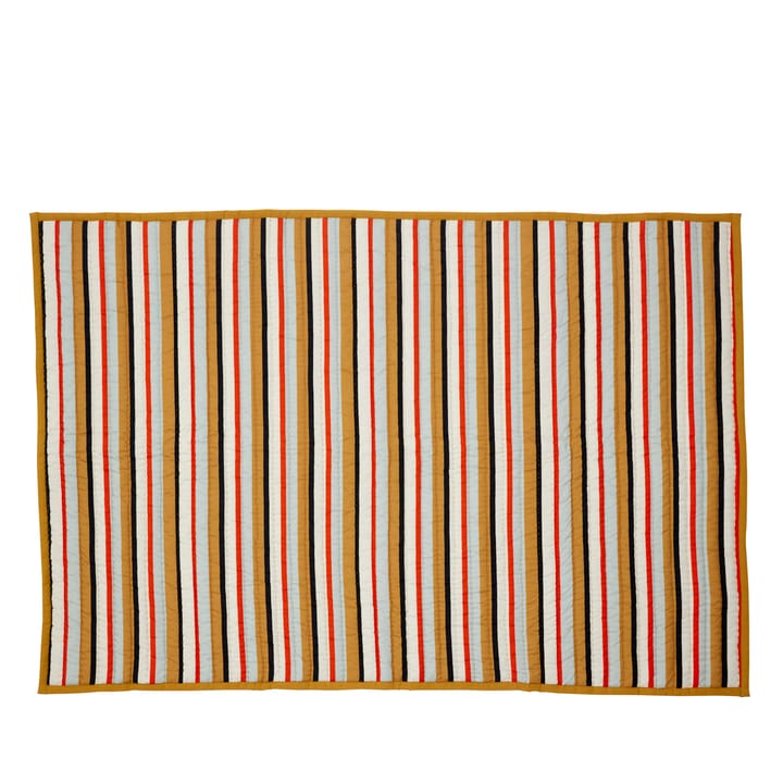 Pläd bomull 140x200 cm - Brun-svart-vit-röd-blå - Hübsch
