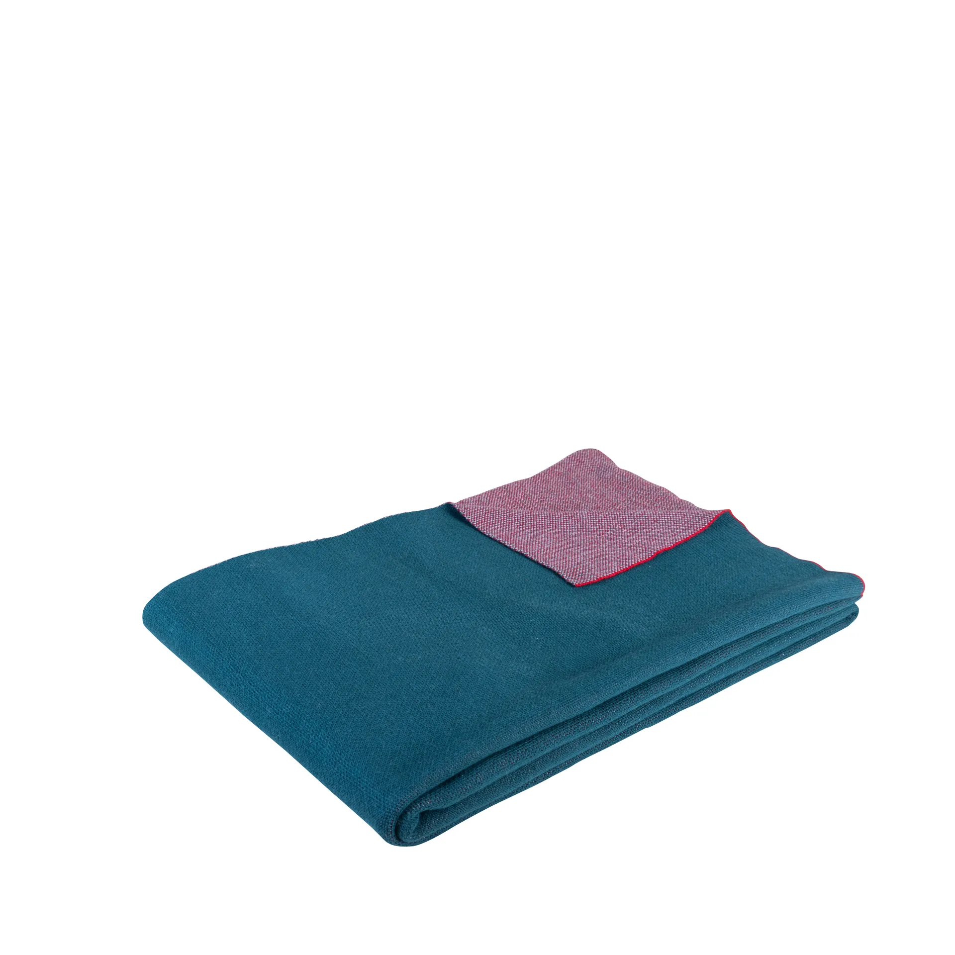 Pläd bomull 140x200 cm, Petroleumsblå-bordeaux Hübsch Interior