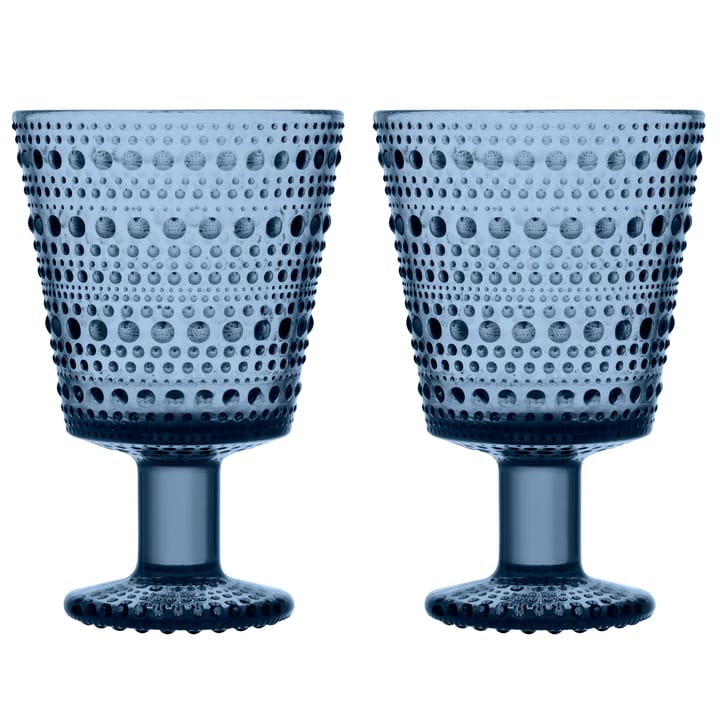 Kastehelmi dricksglas på fot 26 cl 2-pack - Regn (blå) - Iittala
