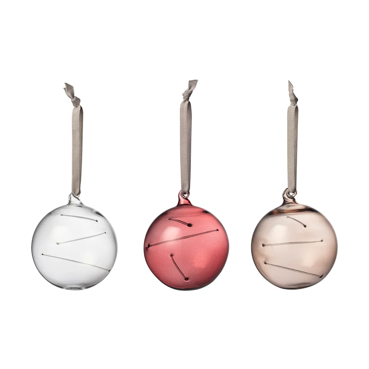 Iittala Solboll Ø8 cm 3 delar Klar-ljung-linne