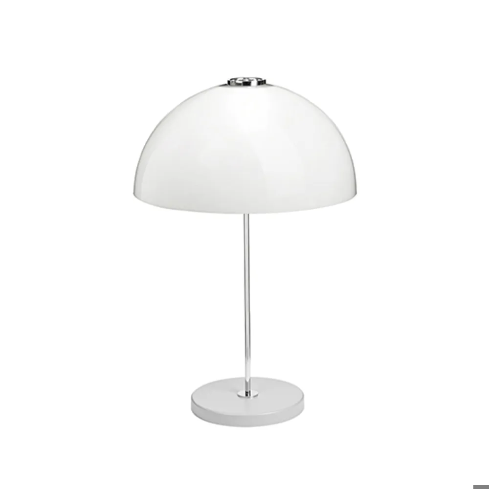 Innolux Kupoli bordslampa grå, metalldetaljer, vit skärm