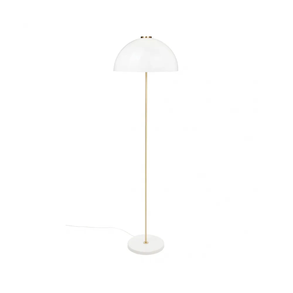 Innolux Kupoli golvlampa Vit-mässingsdetaljer-vit skärm