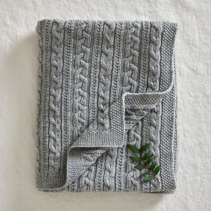 Babyfilt stickad merinoull 80x100 cm, Light grey Jack o Juno