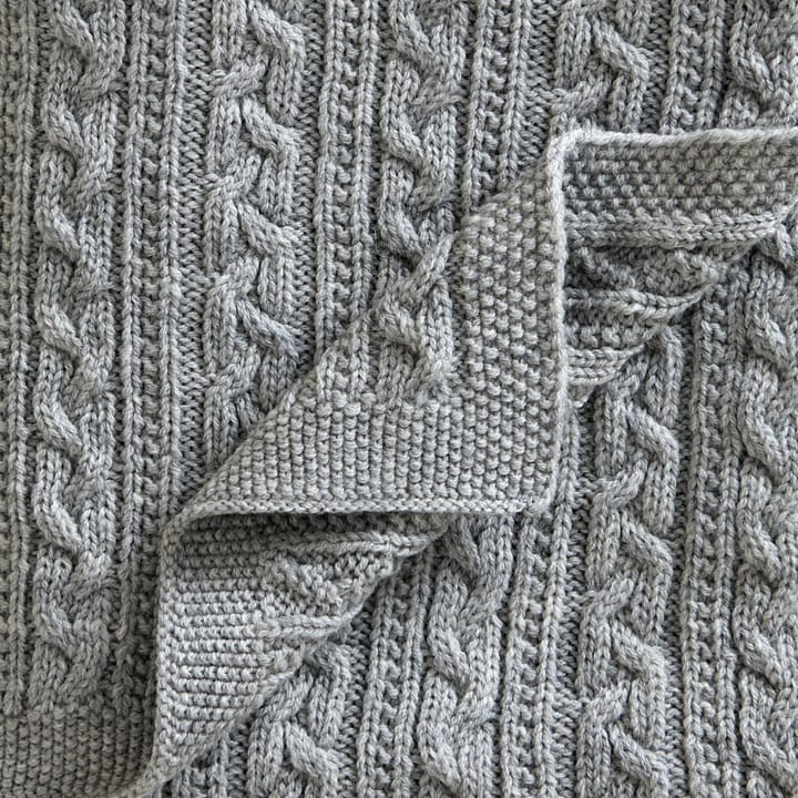 Babyfilt stickad merinoull 80x100 cm, Light grey Jack o Juno