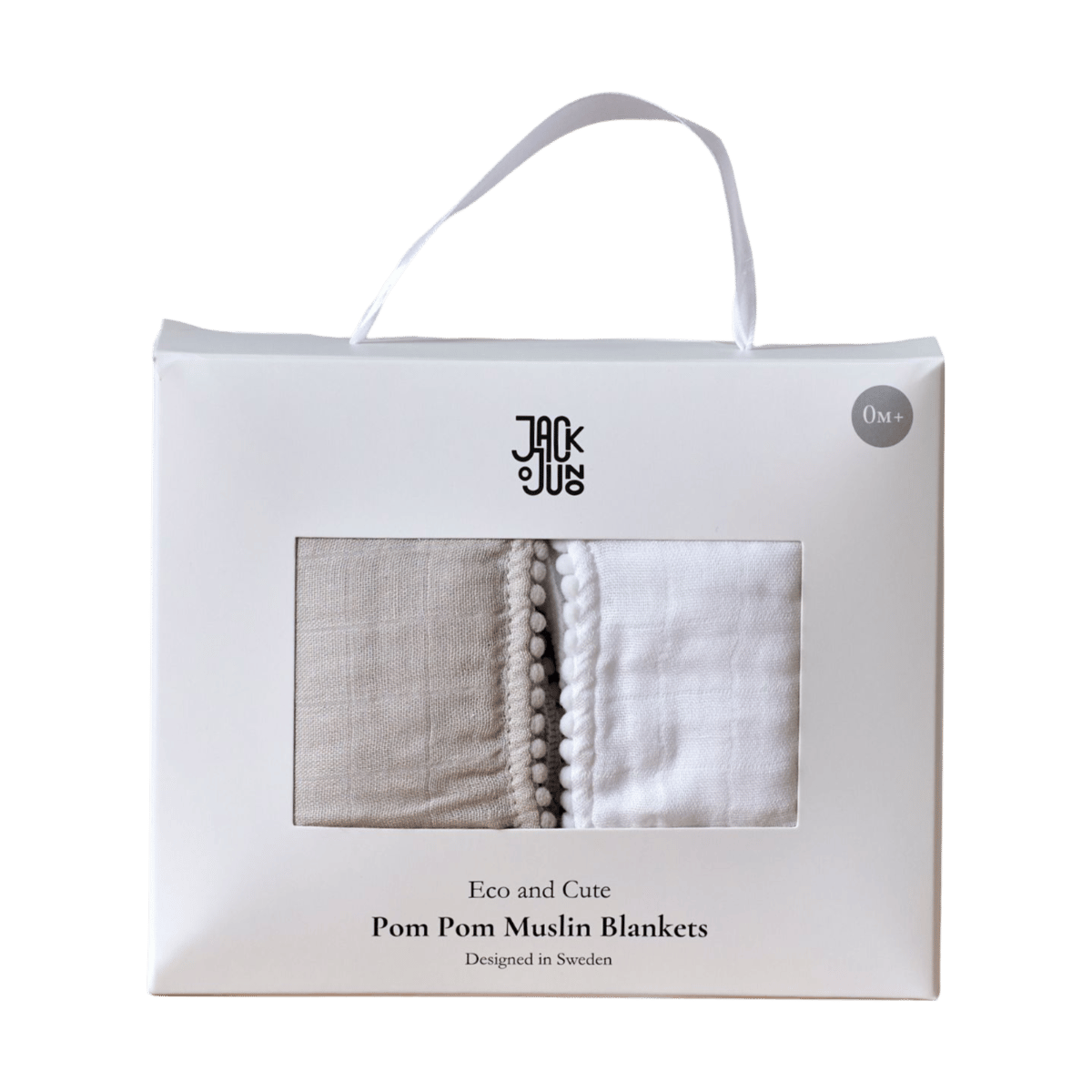Jack o Juno Pom Pom muslinfilt 120x120 cm 2-pack Pearl & Dusty gray