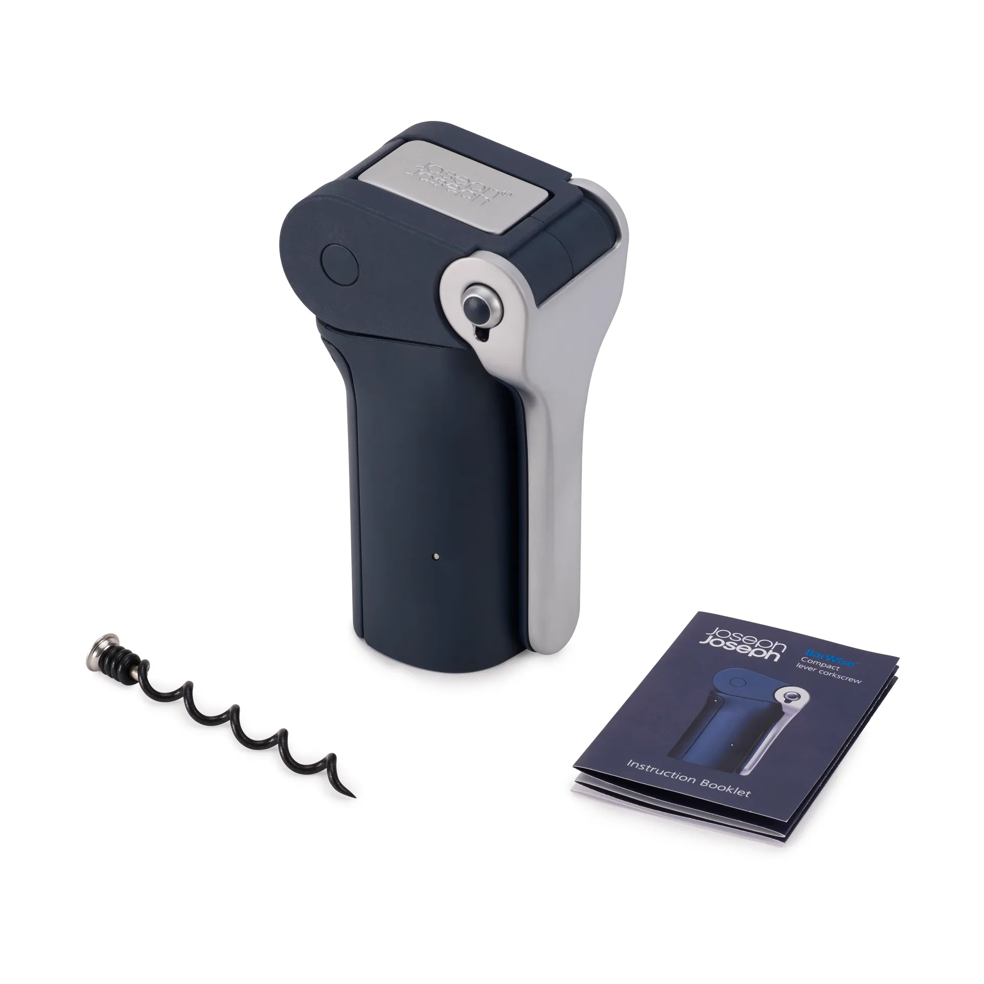 Barwise compact lever korkskruv 12,6 cm, Blå Joseph Joseph