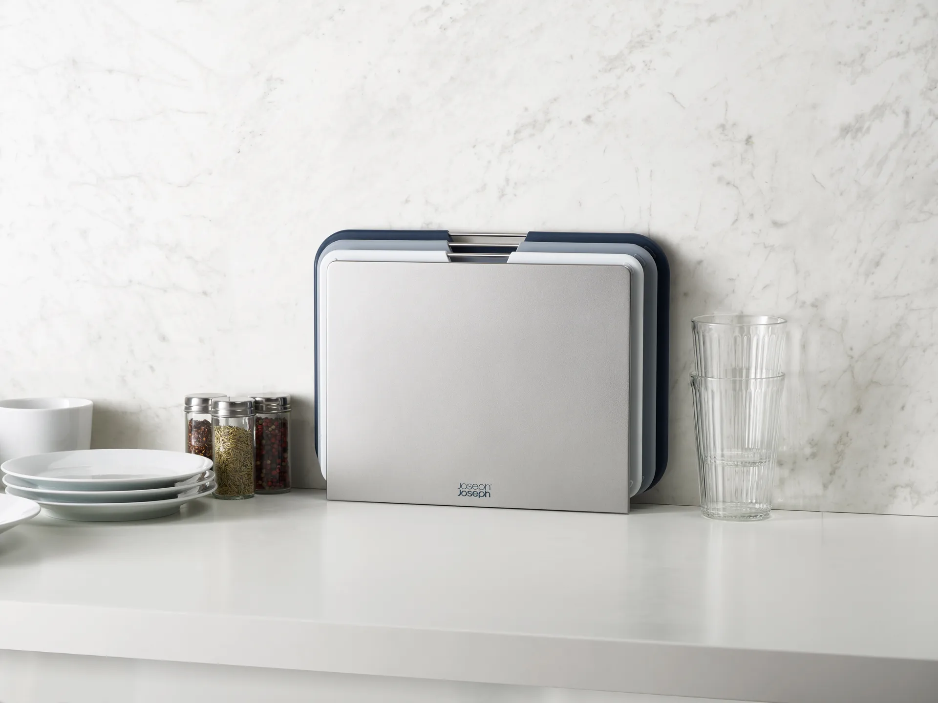 Nest skärbräda large 3 delar, Grå Joseph Joseph