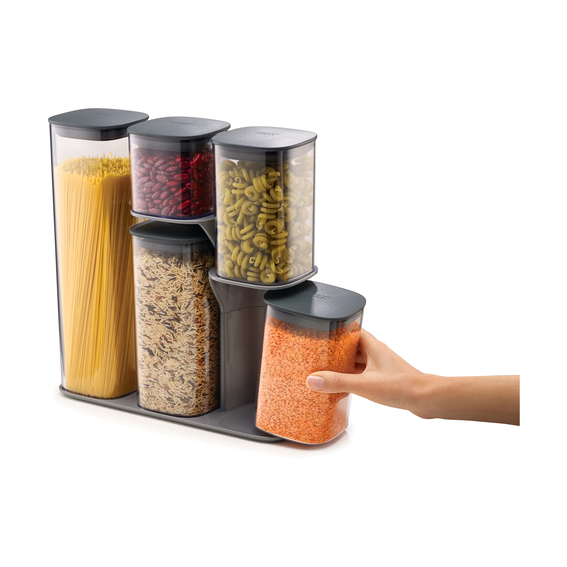 Podium förvaringsburk 5 delar, Grå Joseph Joseph