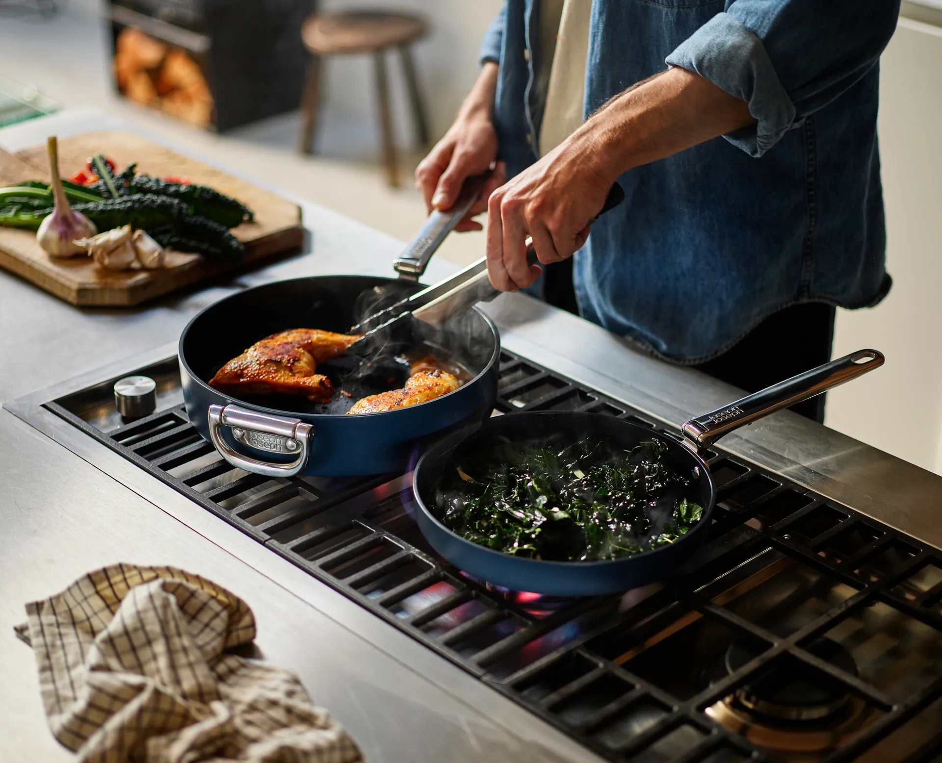 Space non stick stekpanna 2 delar, Blå Joseph Joseph