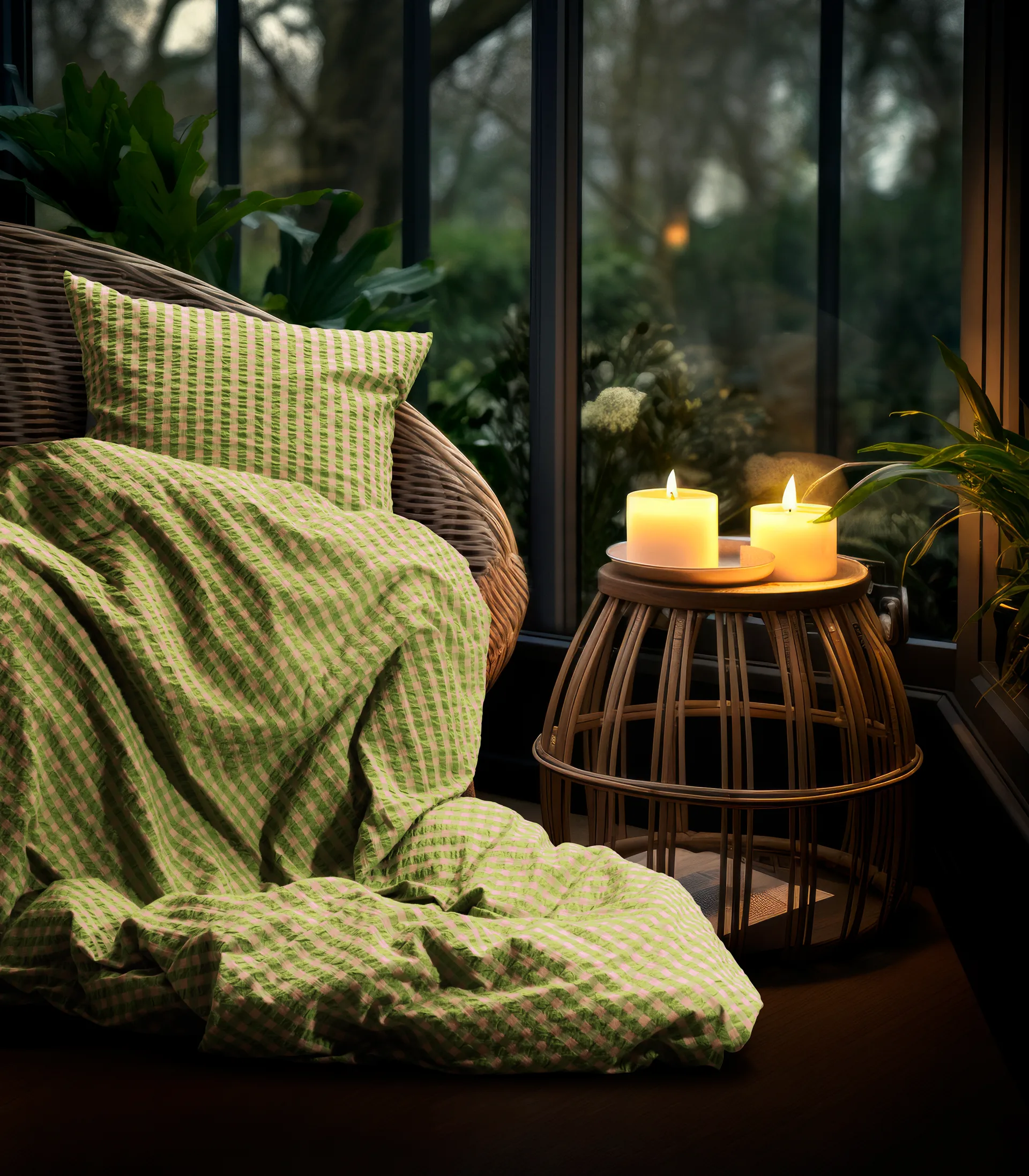 Bæk&Bølge bäddset 140x220 cm, Grön-Ljus rosa Juna