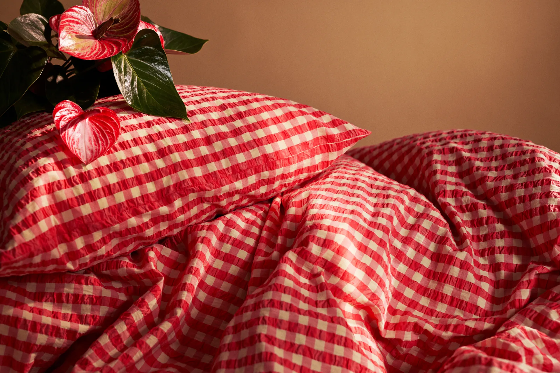 Bæk&Bølge bäddset 150x210 cm, Röd-gul Juna