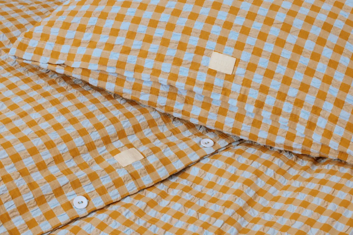 Bæk&Bølge bäddset 220x220 cm, Ljusblå-sand Juna