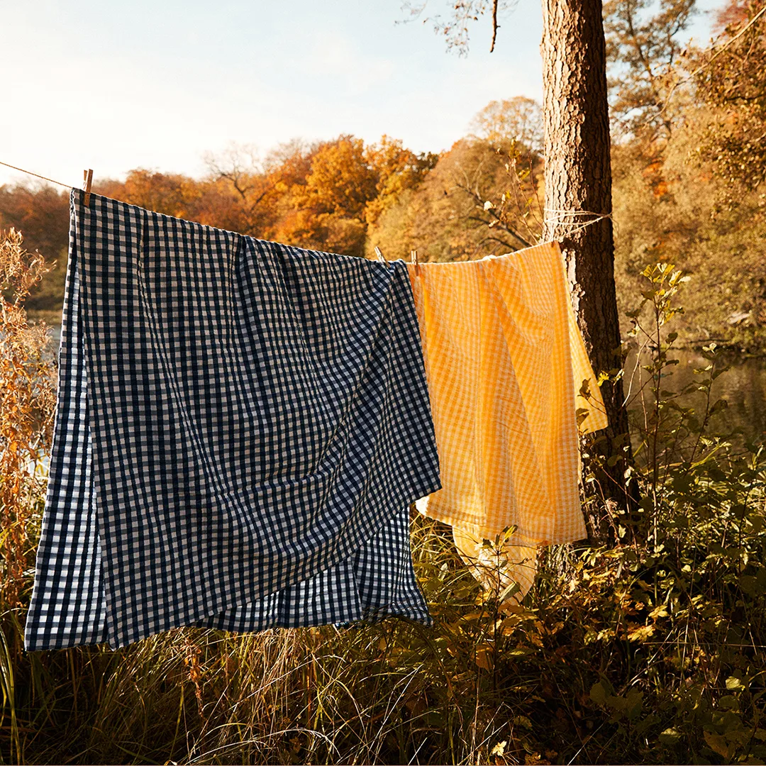 Bæk&Bølge bäddset 220x220 cm, Mörkblå-vit Juna