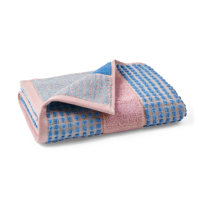 Check handduk 50x100 cm - Soft pink-blå - Juna