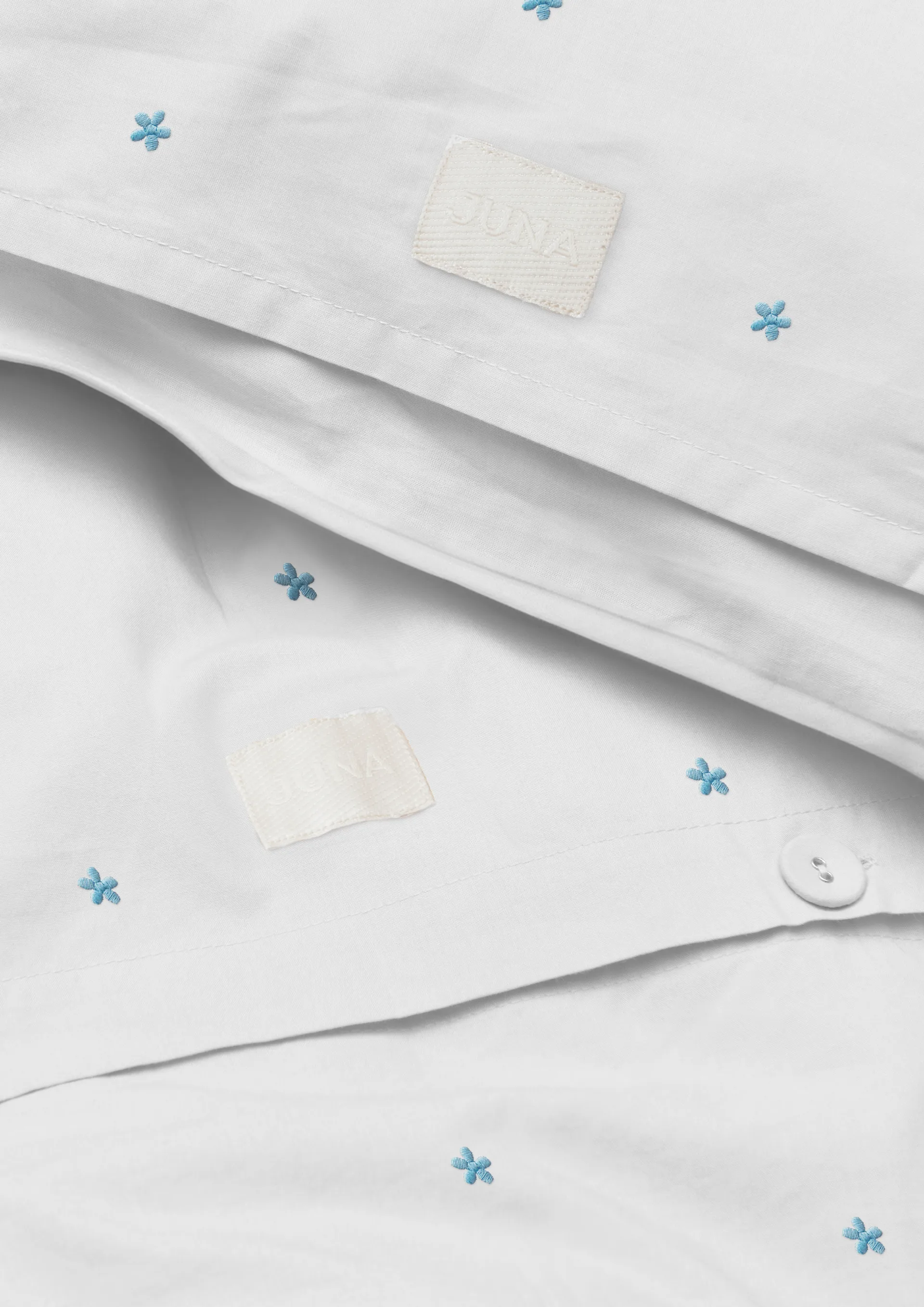 Daisy bäddset 220x220 cm, Vit-ljusblå Juna