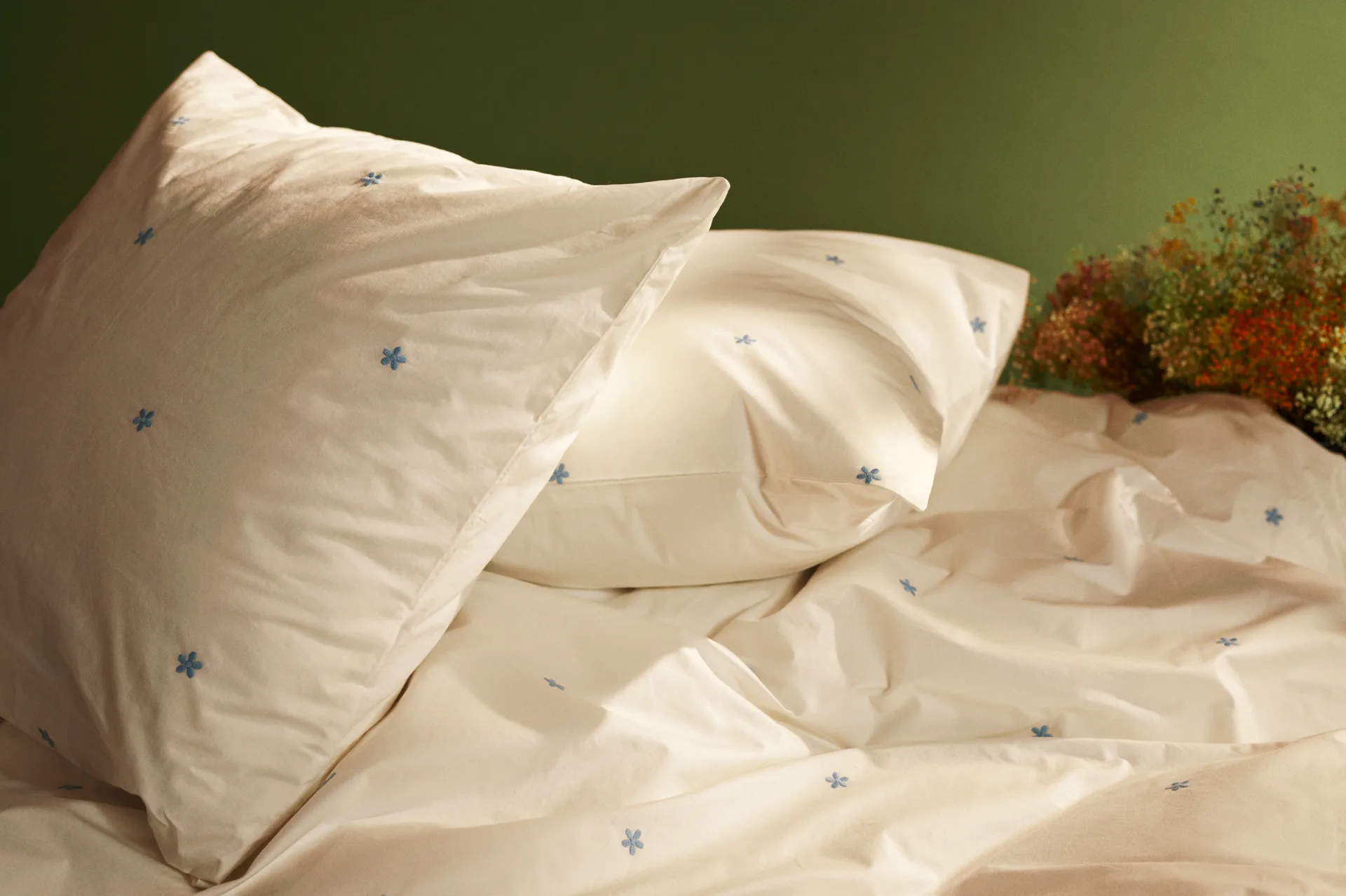 Daisy bäddset 220x220 cm, Vit-ljusblå Juna