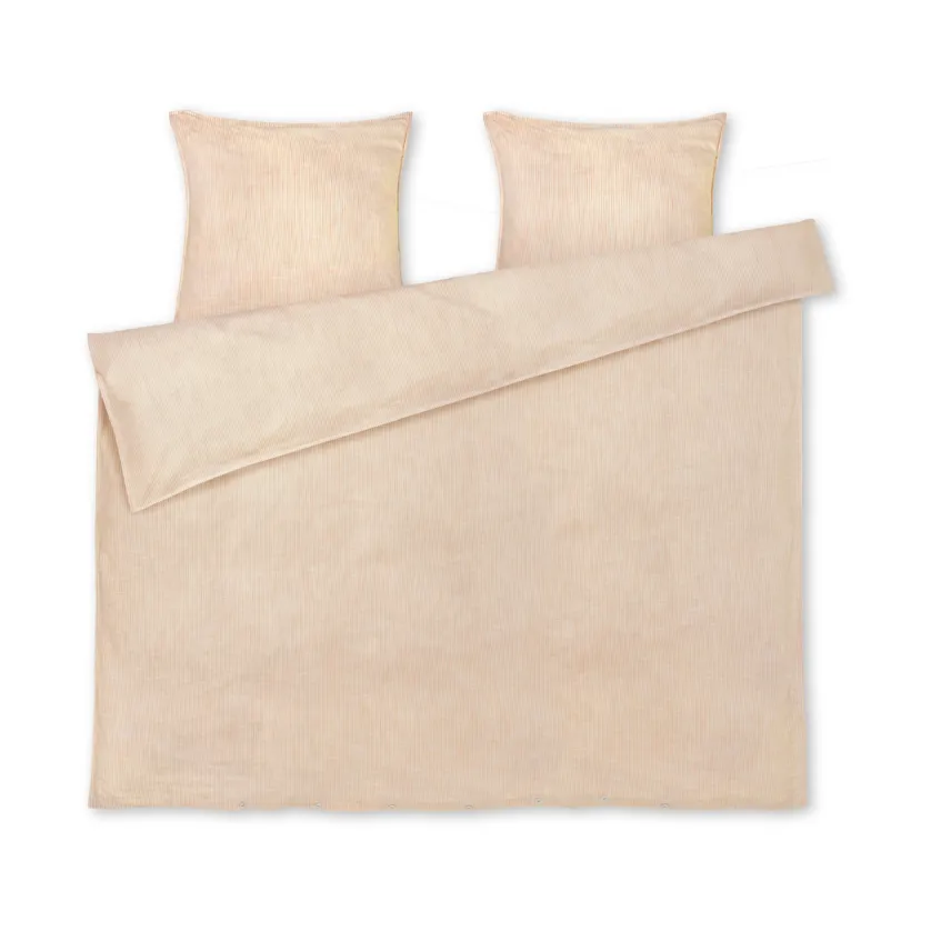 Monochrome Lines bäddset 220x220 cm, Ockra-vit Juna