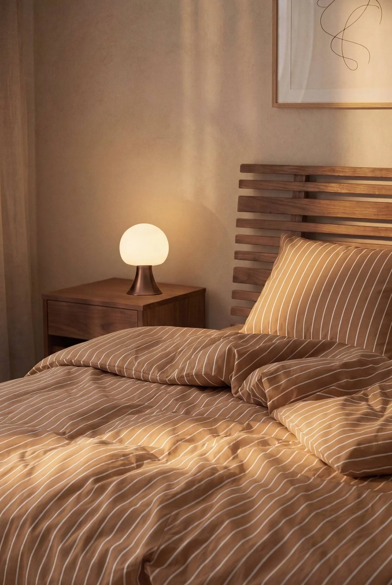 Soft Påslakanset, 150x210/50x60 cm, Karamell-offwhite Juna